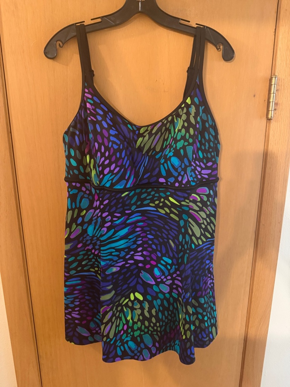 Great Lengths Women’s Printed Tankini Swimsuit Dress Purple Size 16 Long Tall
